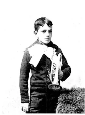 Figure 4.  Young Fiorello H.  LaGuardia with  his cornet,  June  1894, Prescott, Arizona 