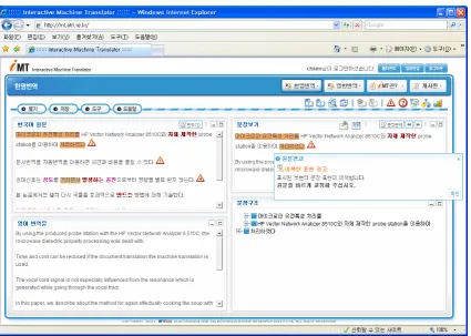 Figure 2: Reporting the Error Candidates of Korean sentences 