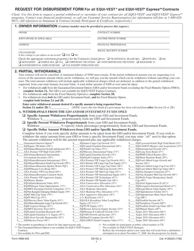 REQUEST FOR DISBURSEMENT FORM For all EQUI-VEST and EQUI-VEST Express ...