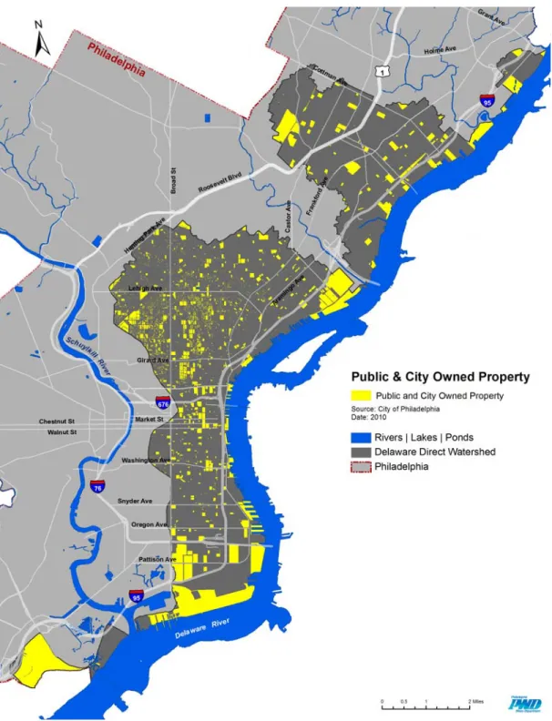 Figure 2.4 – Public and City Owned Property in the Delaware Direct Watershed  Source: PWD 