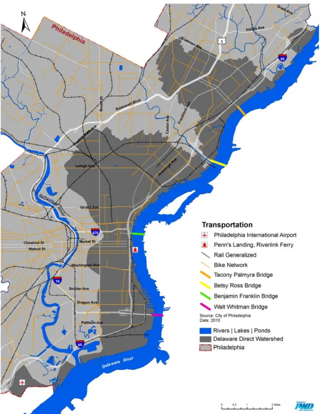 Figure 2.8 – Transportation in the Delaware Direct Watershed  Source: PWD 