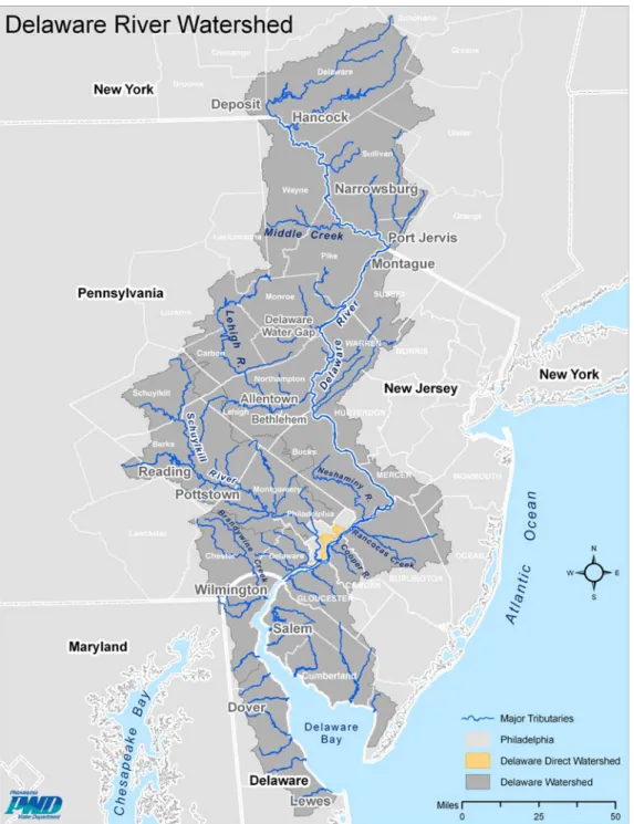 Figure 2.1 – Delaware River Watershed within the Delaware River Basin    Source: PWD 