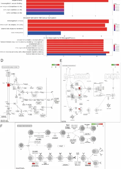 Figure 4. Enrichment results of CUPGS. A–C. GO enrichment results of molecular function, cellular component, and biological 