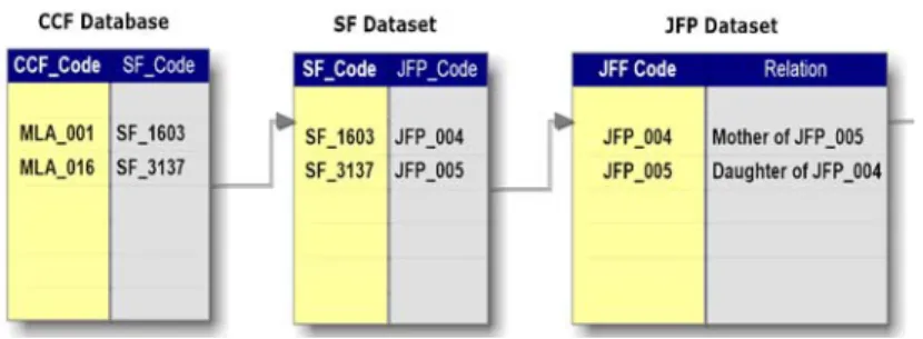Figure 5.3:  The three databases linkages employed in the fieldwork process 