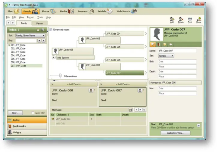 Figure 5.4:  Family Tree Maker Input Interface 