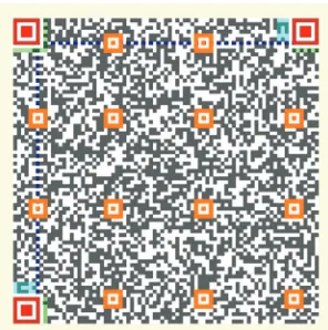 Figure 2. QR code structure and tolerance. Left: QR code with the maximum level of error correction (H: 30% of tolerance to damage)