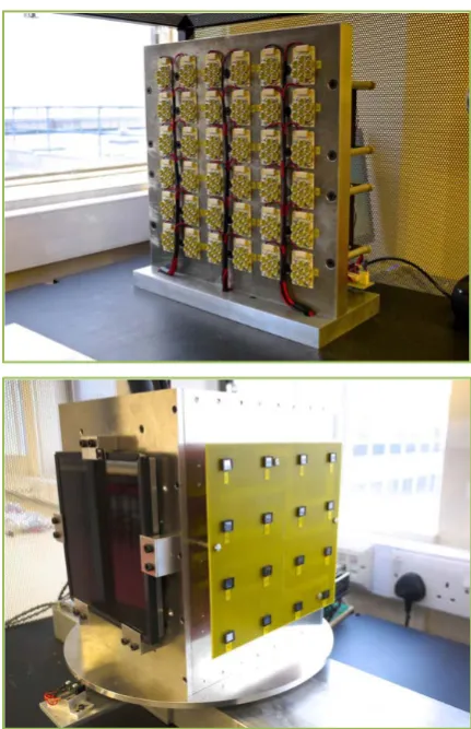 Figure 3: (Top) LED Array and (Bottom) PV panel / photodiode rotating platform. 