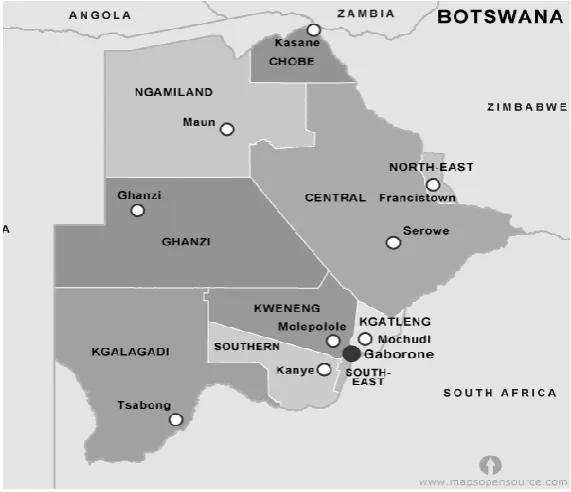 Figure 1: Botswana Districts  