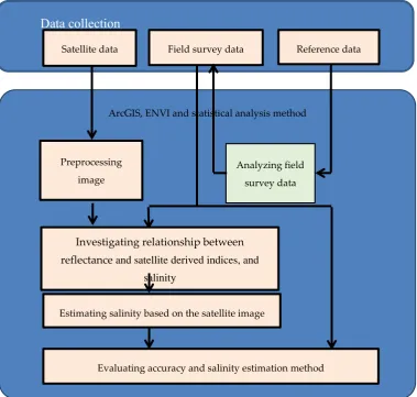 Figure 4. The workflow of salinity retrieval using satellite image. 
