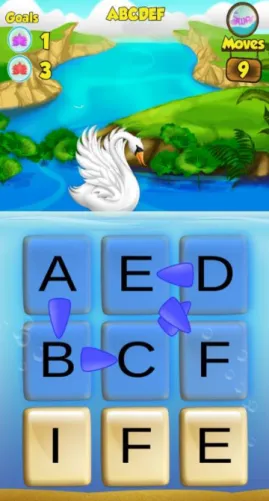 Figure 4.1 Example array in the numbers game (left) and letters game (right) with a  correct sequence created
