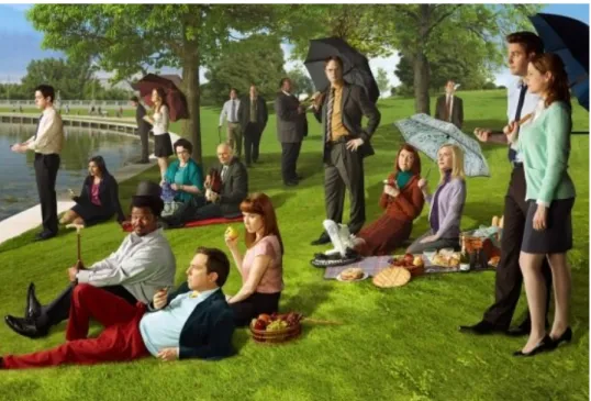 Figure 9.  The Office’s interpretation of  Seurat’s A Sunday Afternoon on the Island of La        Grande Jattee (NBC, n.d.).A  