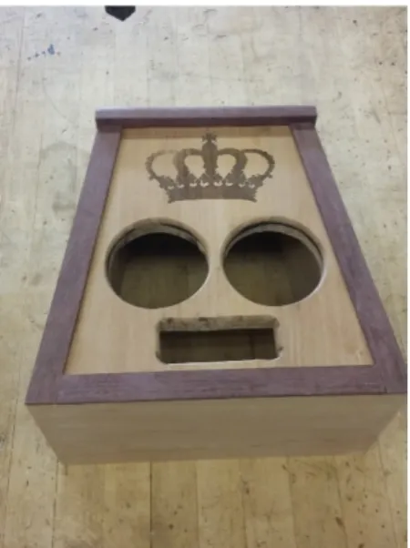 Figure 8. The Mission-Style Speaker Box created by Malia’s Group near completion. 