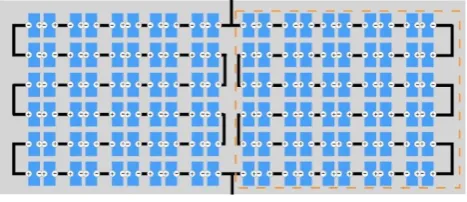 Figure 8. Showing how the normal cells in the solar panels are serially connected and form three lines [12] 