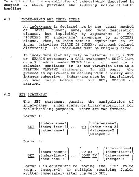 Table Handling by the Indexing !-1ethod 