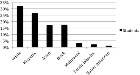 Figure 2. The ethnicity distribution of students.  This figure visually illustrates the  ethnic composition of students attending the study school