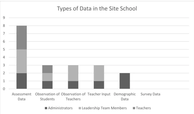 Figure 3. Types of data in the site school mentioned by respondents during the  interviews