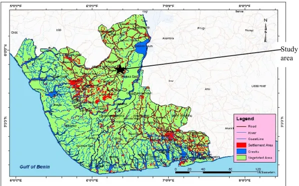 Figure 1. Map of Niger Delta showing the study area 