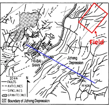 Figure 4.3. Outline map of regional structures in Jizhong Depression (Modified from  Fei and Wang, 1984)