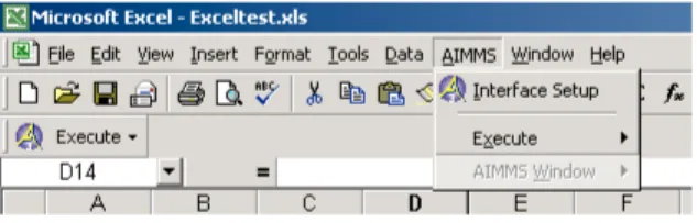 Figure 2.2: The AIMMS menu and the Execute toolbar item
