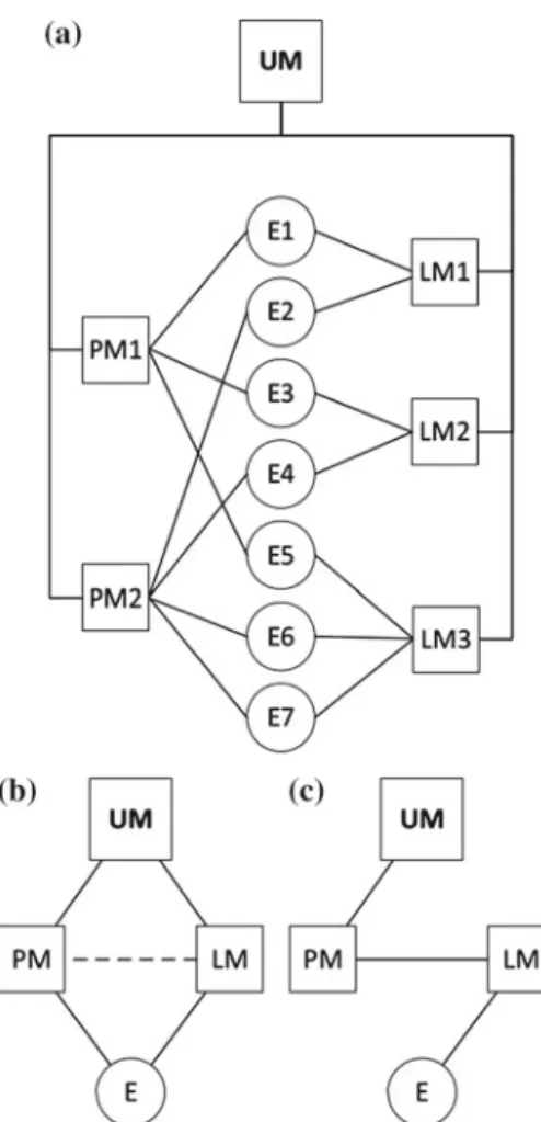 Fig. 1 a Schematic representation of a typical organizational chart for a fully matrixed organization.