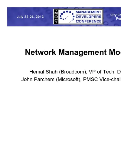 Network Management Model