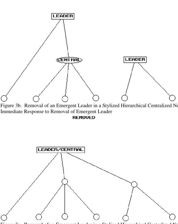 Figure 3b. Removal of an Emergent Leader in a Stylized Hierarchical Centralized Network – Immediate Response to Removal of Emergent Leader