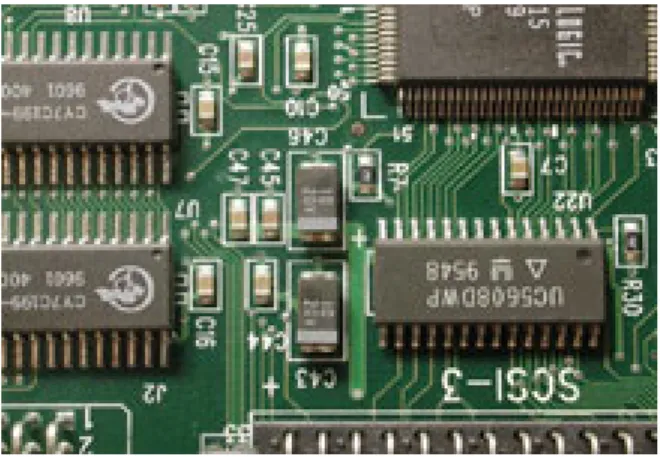 Figure 2.1: Surface mount components on a PCB.