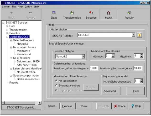 Figure 2.  BLOCKS – Model-specific user interface.