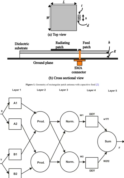 Figure 1. Geometry of rectangular patch antenna with capacitive feed [2] 