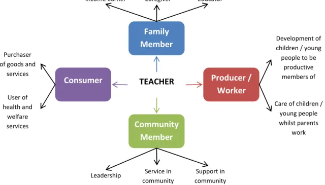Figure 1.4: The different roles an individual educator plays (adapted from Barnett 