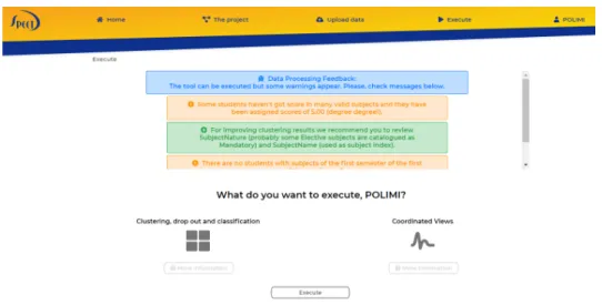 Figure 14. Execution of the tools is now possible. On top, there are some warning messages and the corresponding suggestions to fix them.
