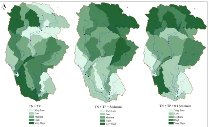 Figure 10. The Critical Source Areas (CSAs) in the basin, identified using individual indices