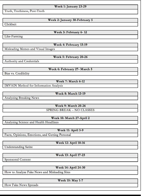 Figure 2. Course outline, LSCI 191.