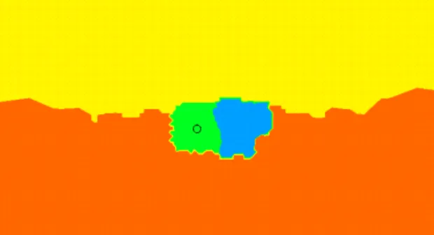 Fig. 9    An example of spatial division with four CPUs  (symmetrical face) 
