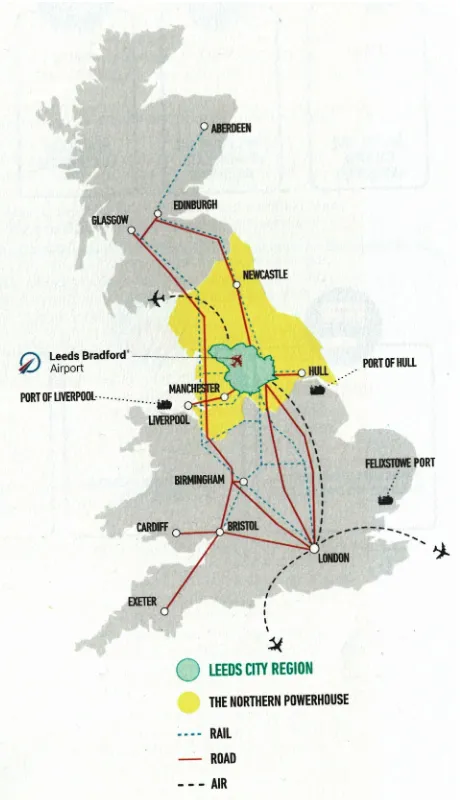 Figure 1: The Northern Powerhouse and the Leeds City Region. 