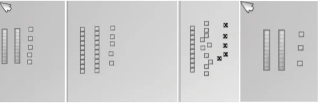 Figure 7.  Subtraction sequence of 25 – 8 with common error 