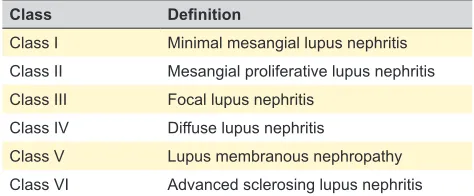 Table 1 – Abbreviated lupus nephritis ISN/RPS classification