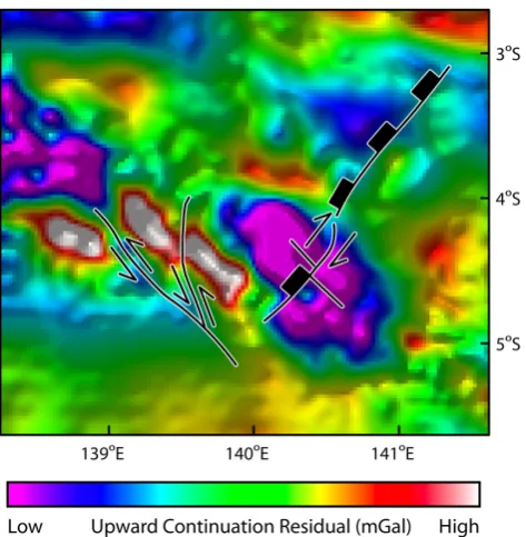Fig. 9. There were several cases where we could identify lineamentswhere we could infer an apparent sense of displacement