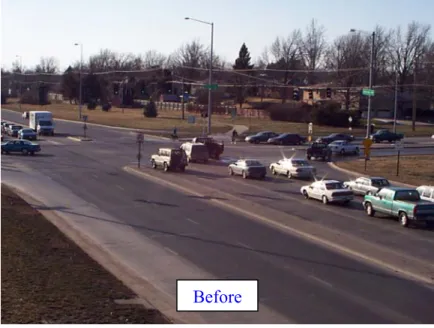 Figure 3.1. Before and After Left-Turn Lane Lines at 27 th  and Highway 2 