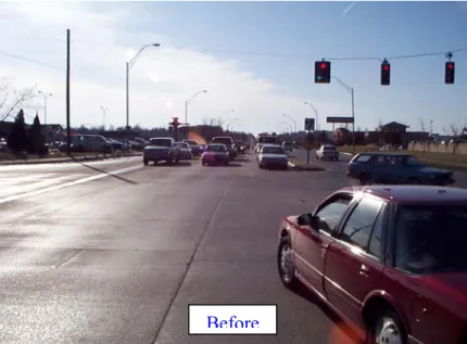 Figure 3.4. Before and After Left-Turn Lane Lines at 70 th  and ‘O’ St. 