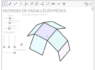 Figure 1. A GeoGebra applet on the net of a rectangular prism 