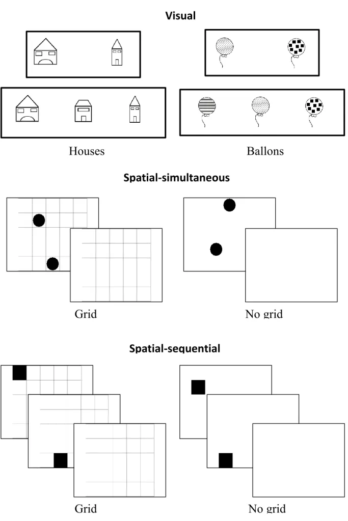 Figure 1.  Spatial-sequential Grid No gridSpatial-simultaneous GridNo gridVisual HousesBallons