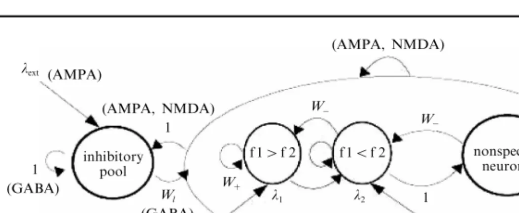 Figure 10. The architecture of the neurodynamical model for a probabilistic decision-making network