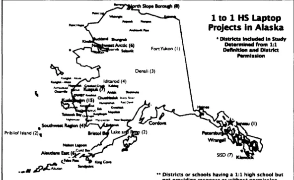 Figure 3.  One to one high school laptop programs in Alaska.