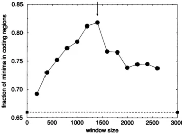 FIGURE 2 Dependence of sensitivity of CSF algorithm on window size,