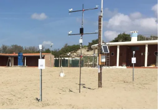 Figure 7. The sensor network deployed on the Marina di Tirrenia beach.
