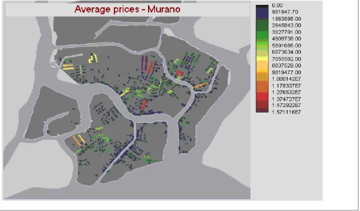 Figure 10: Map of average values of residential buildings, the example of Murano