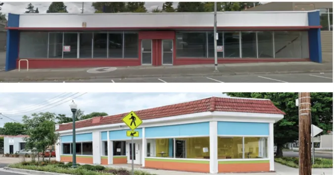 Figure 8: Before and after activation of the storefront space