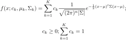 Fig. 1:A two-dimensional Gaussian mixture withthree components.