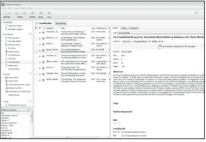 Figure 2. The Mendeley desktop interface